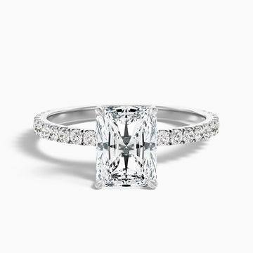 Adalina Radiant Cut Hidden Halo Pave Moissanite Diamond Ring