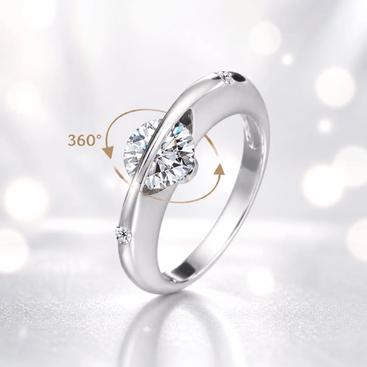 360° Rotating Diamond Spinner Ring  Unique Twist Engagement Ring